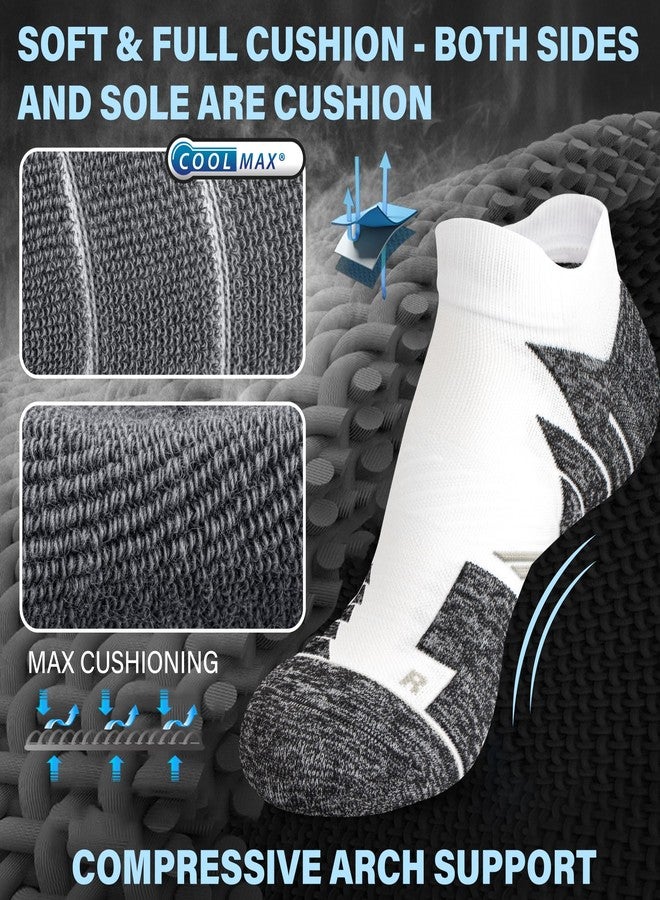 Hylaea No Show Running Athletic Anti-Blister Wicking Coolmax Socks, Seamless Anti-odor 3 Pairs Black Grey White Medium - Image 5